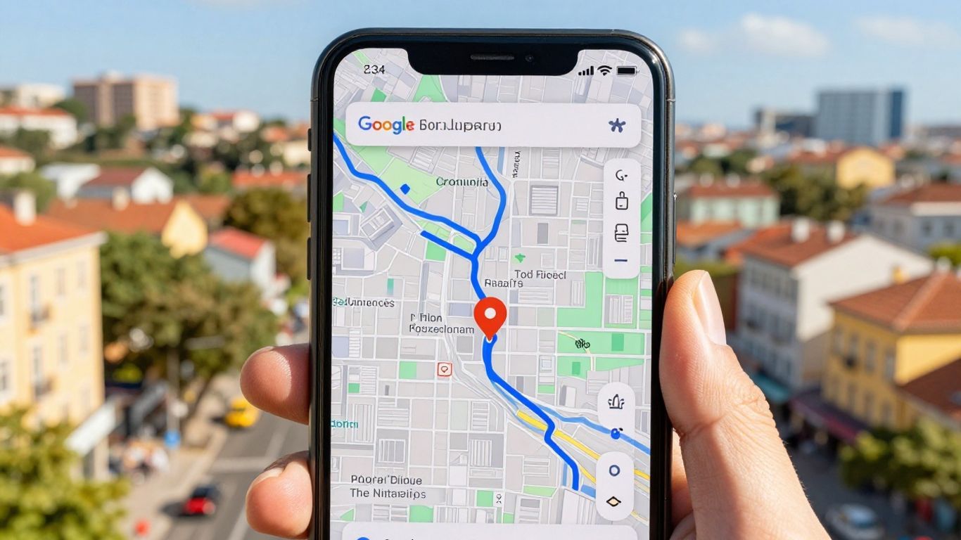 Google Maps route on a smartphone screen.