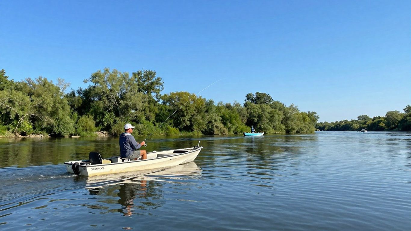 Fishing boat on Missouri River, Kansas City