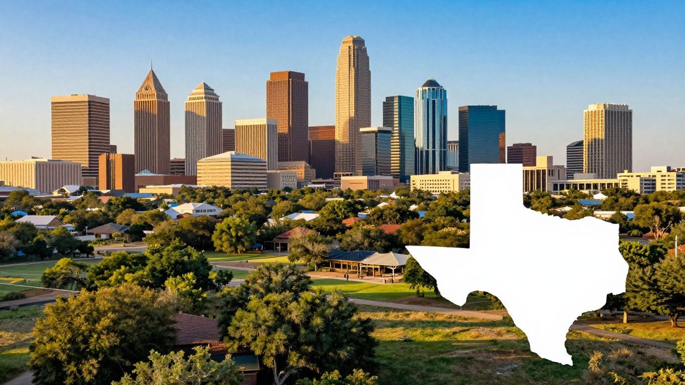 Map and cities of Texas panorama