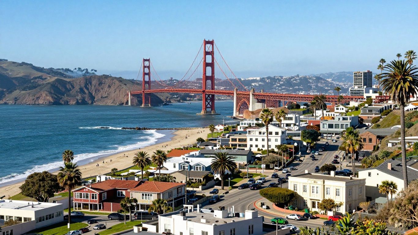 Diverse California cities with iconic landmarks and natural beauty.
