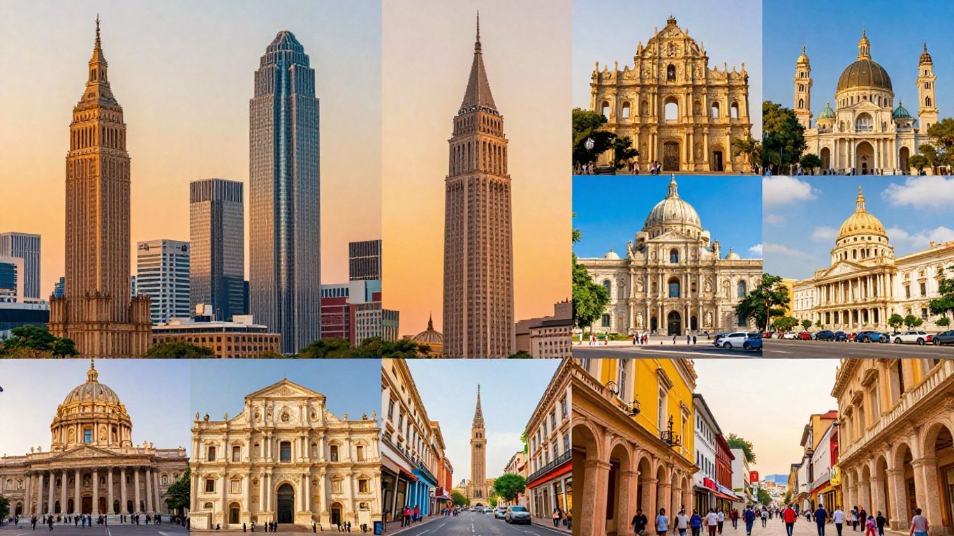 Global landmarks collage for travel report