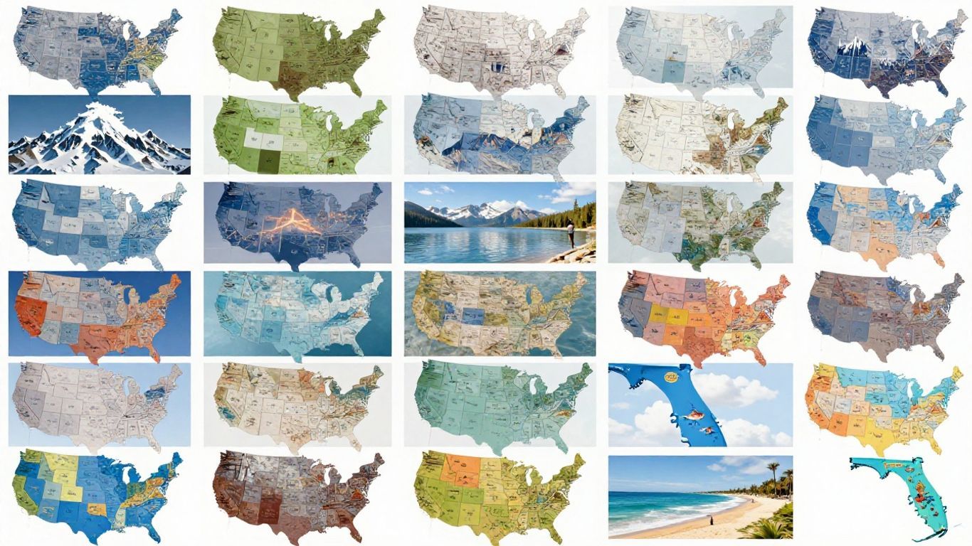 Map of the United States with states and capitals.