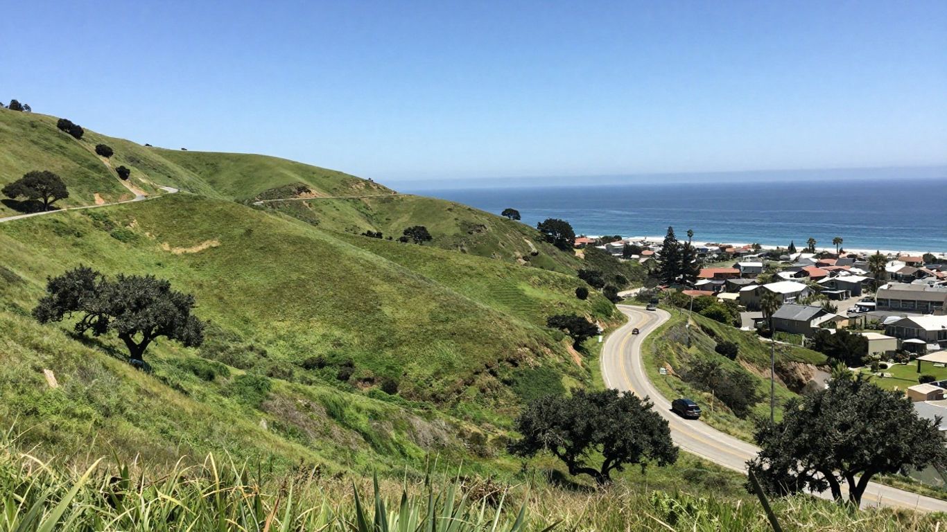 Scenic highway overlooking the Pacific Ocean in Central California.