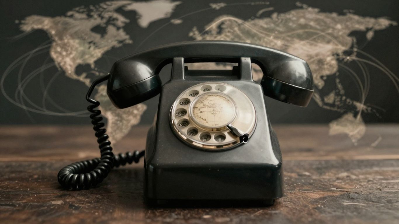 Vintage phone with globe, global communication mystery