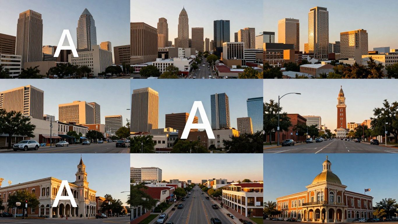 Texas cities starting with A, diverse cityscapes and skylines.