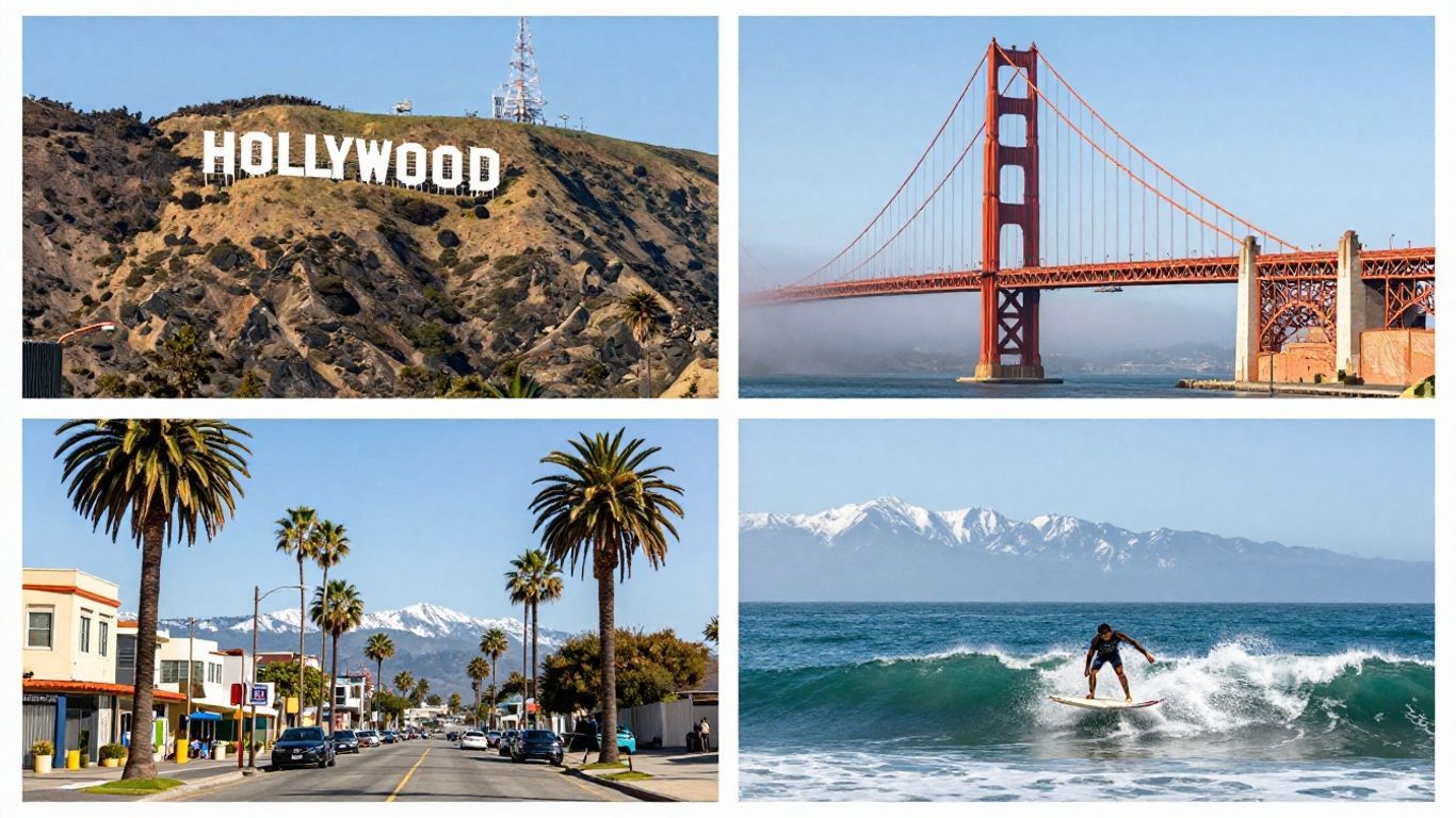 California landmarks and activities montage