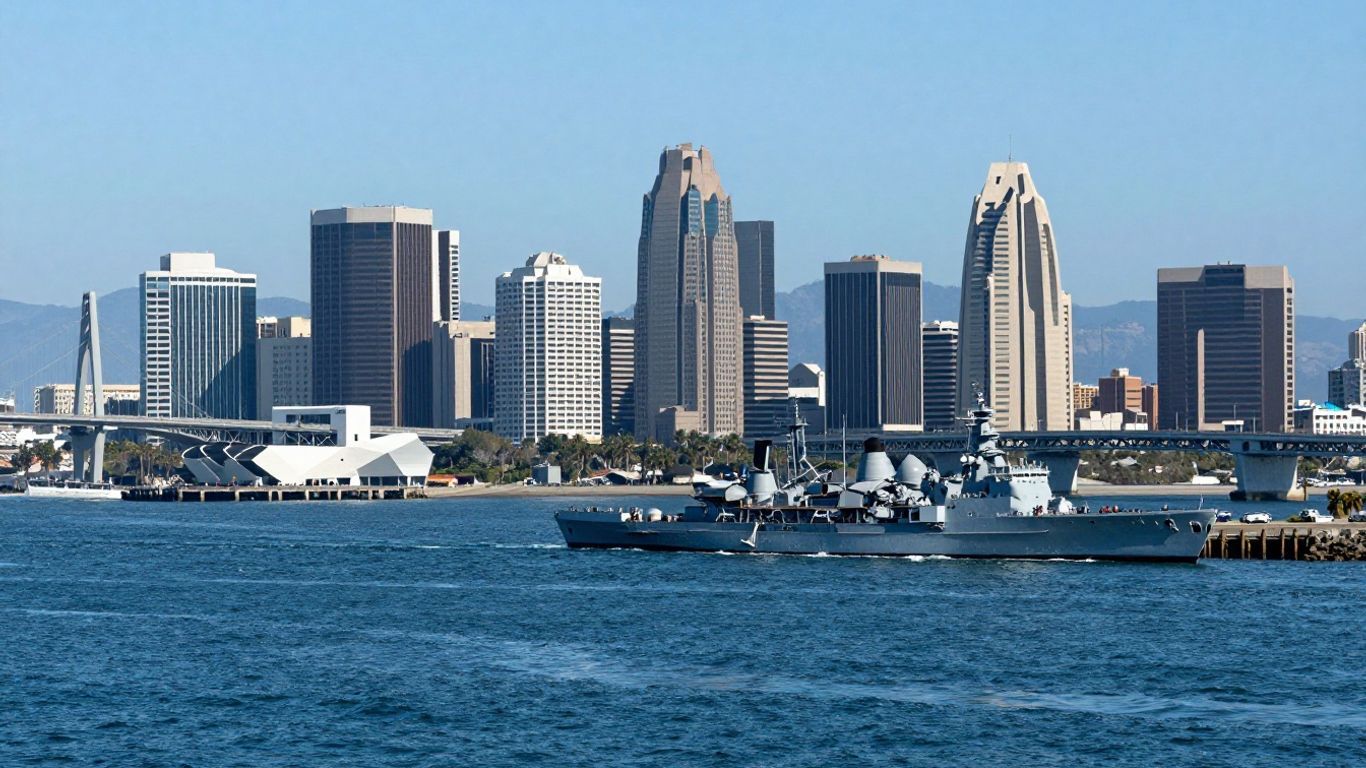 San Diego skyline with bay and bridge