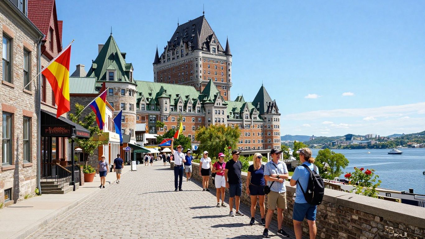 Quebec City historic architecture and river view.