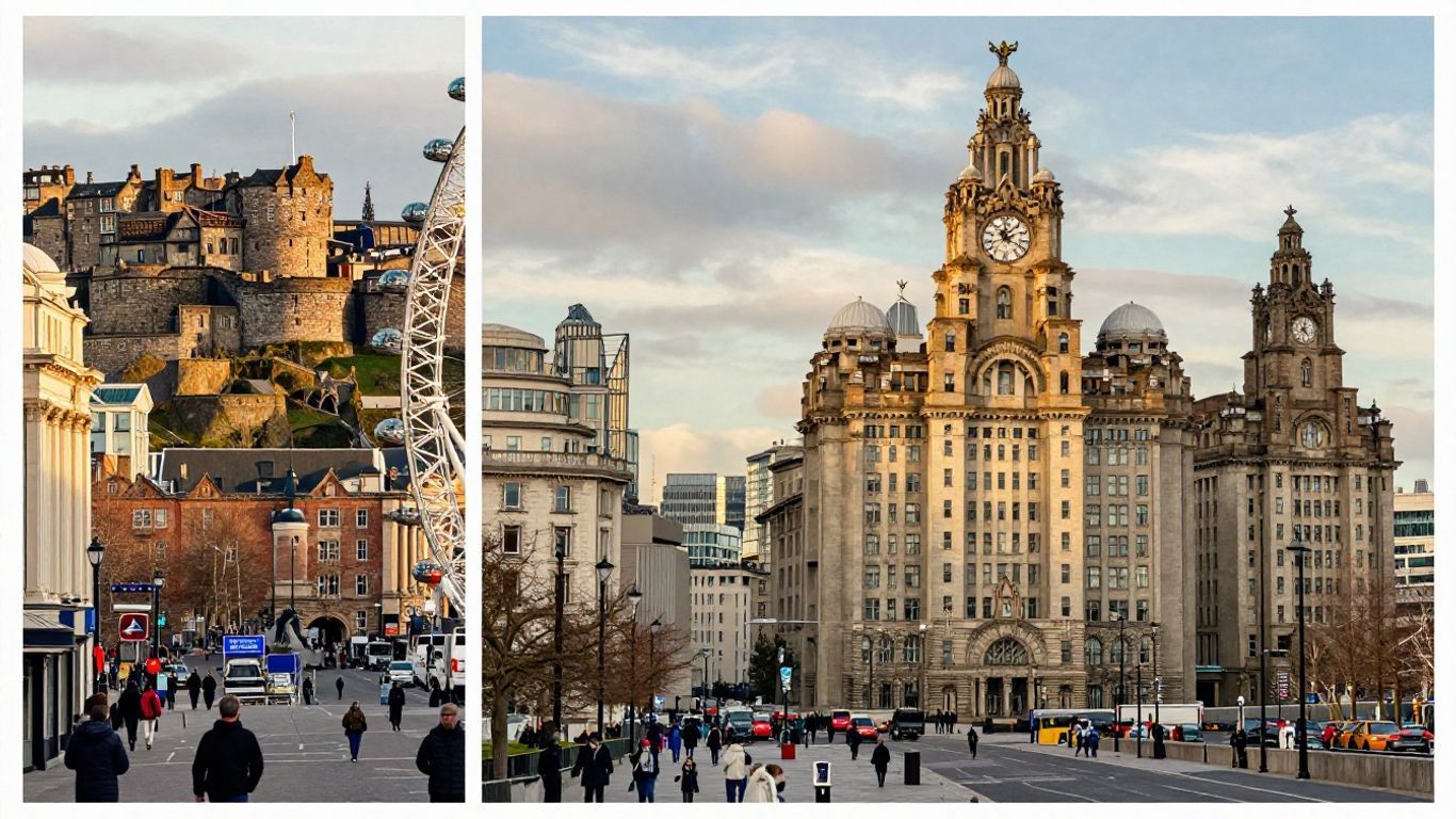 Iconic UK city landmarks collage
