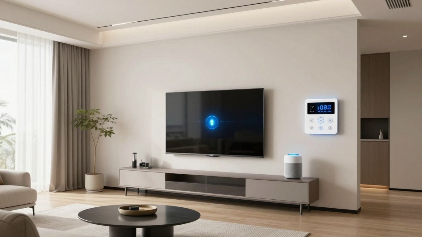 Smart home devices in a modern living room
