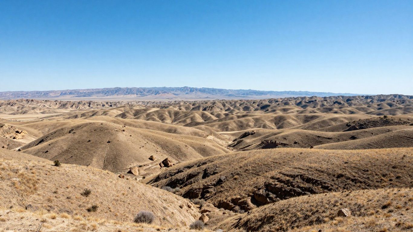 Vast Texas landscape with rolling hills and distant mountains.