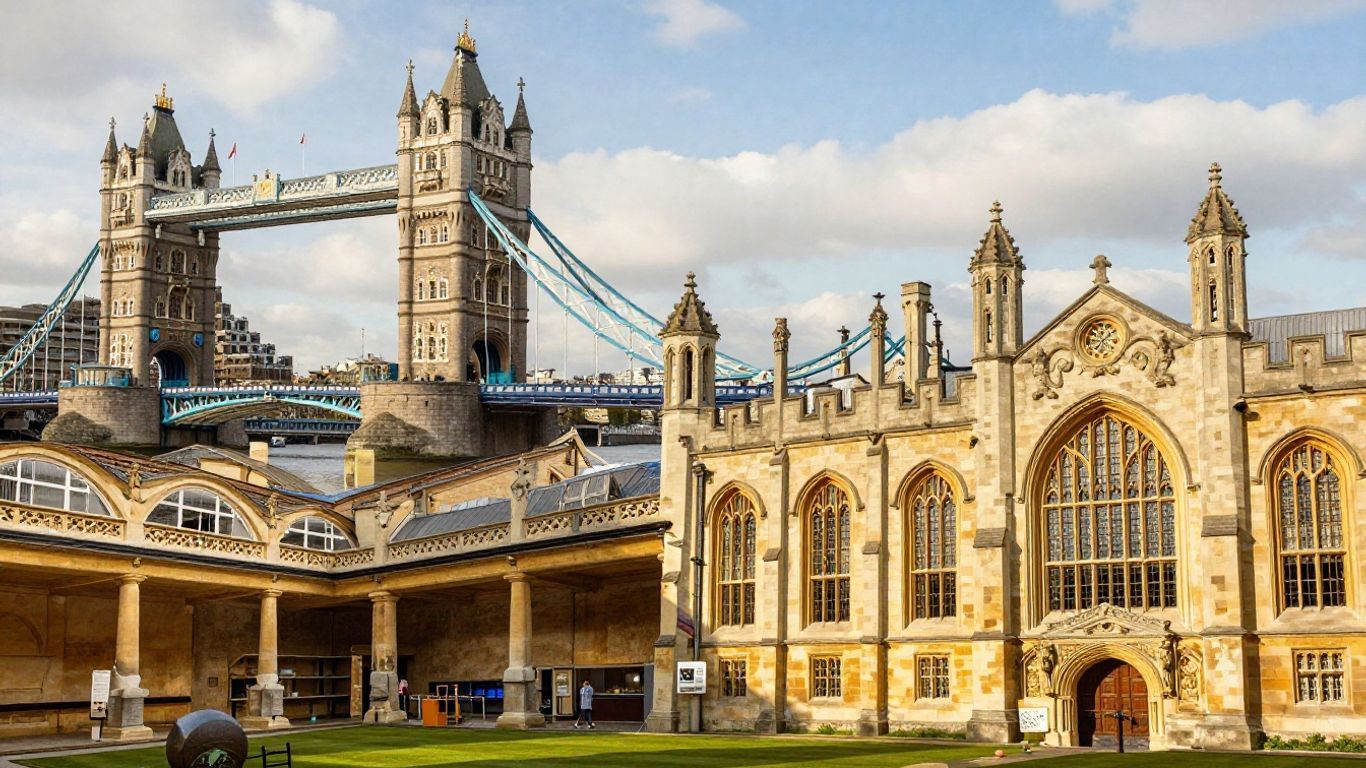 Historic English cities landmarks collage