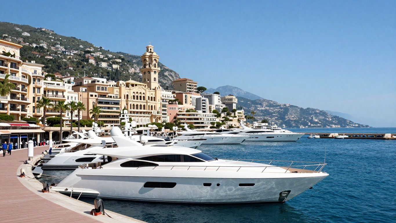 Monaco harbor with yachts and buildings
