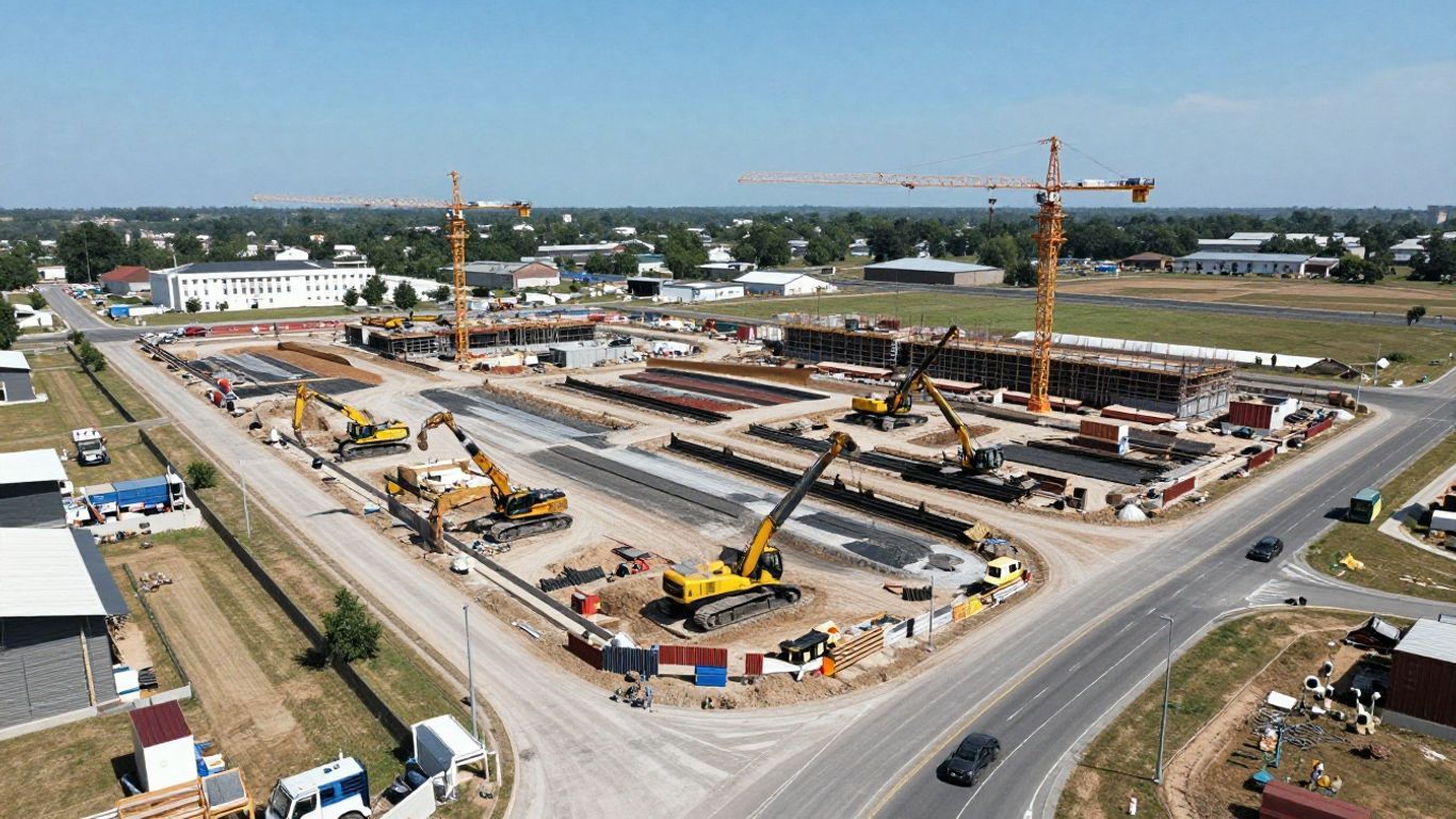 Capital Smart City Phase 3 construction site with cranes and roads.