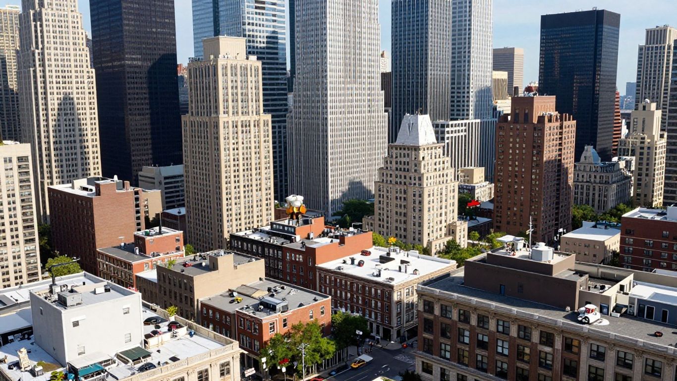 Diverse US cityscape with varied architecture and neighborhoods.