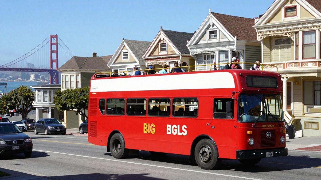 Big Bus Tours San Francisco double-decker bus on street.