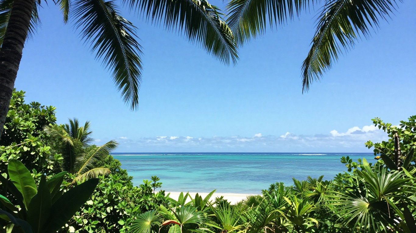 Tropical landscape of Ngerulmud, Palau with lush greenery.