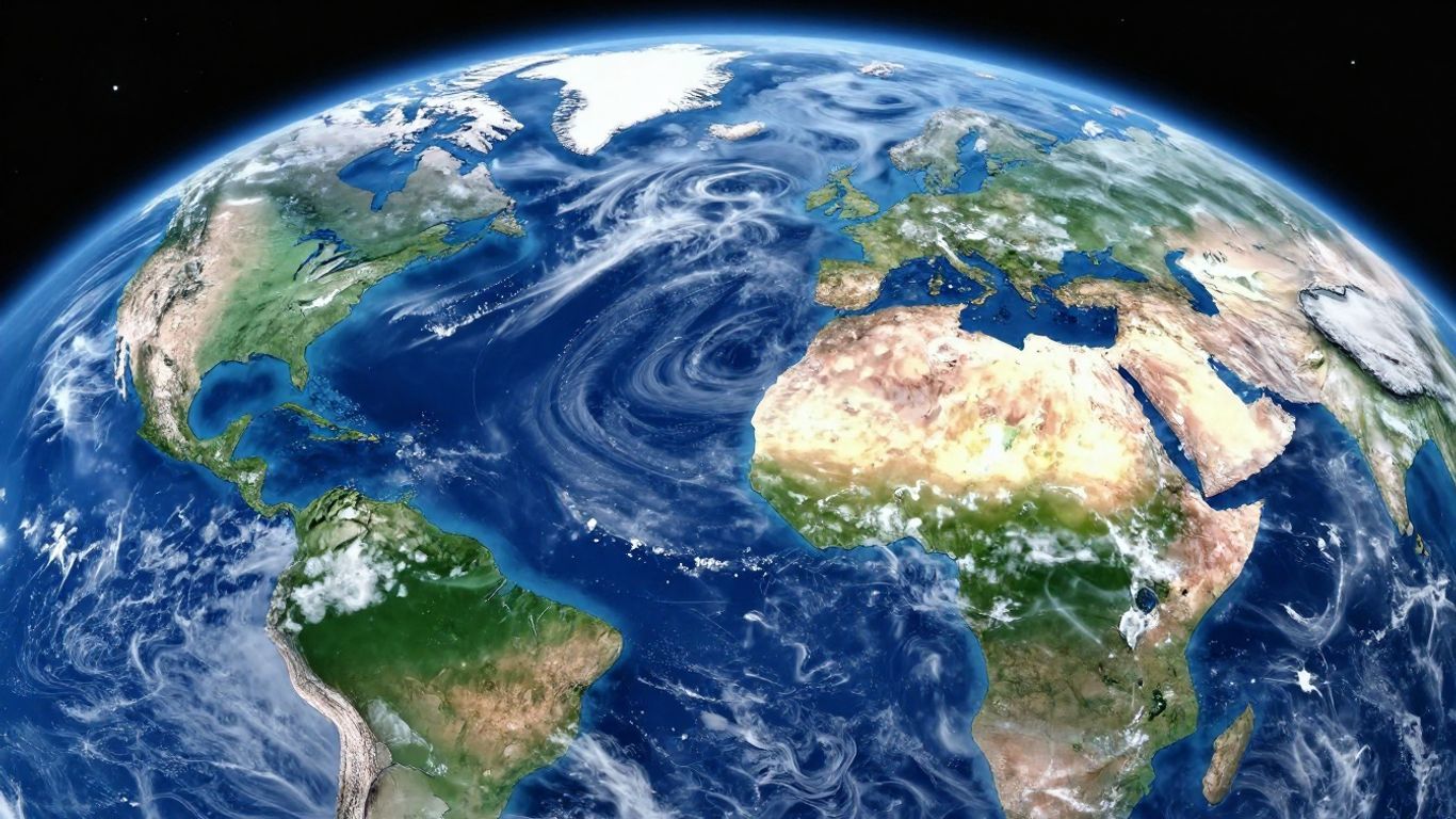 Live view of Earth from space with continents and oceans.