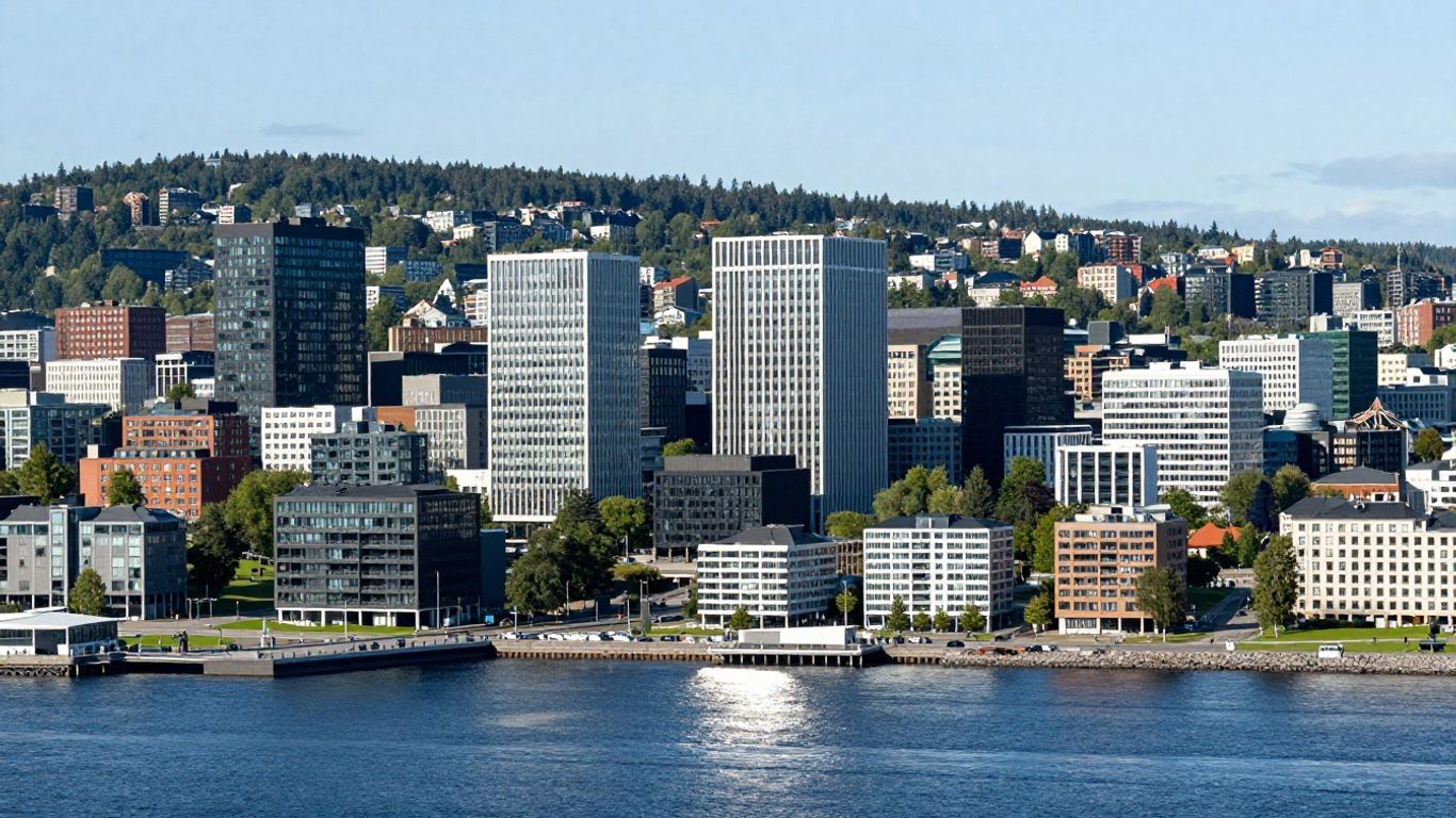 Oslo skyline with modern buildings and Oslofjord.