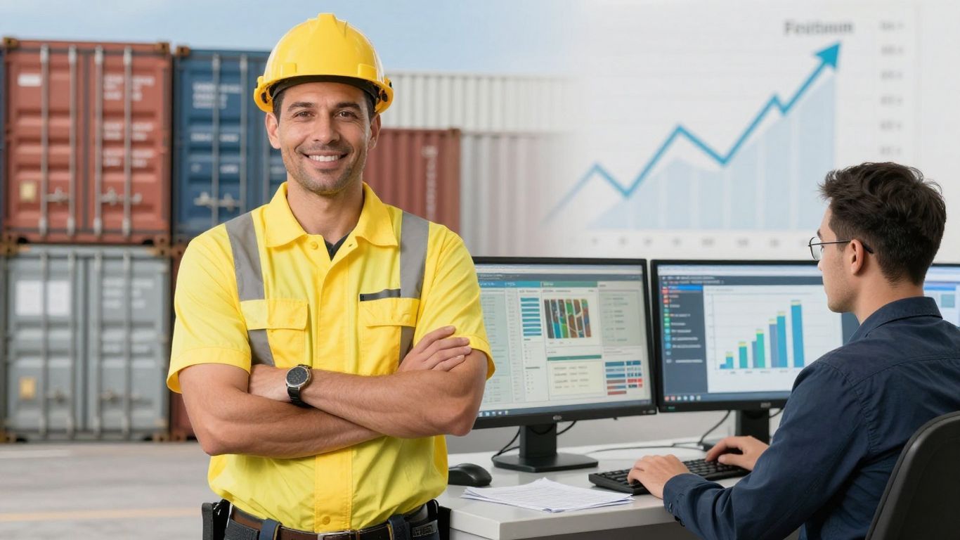 Freight agent and dispatcher comparing earnings