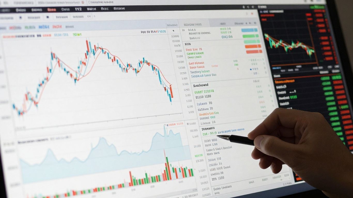Thinkorswim trading platform interface with charts and data.
