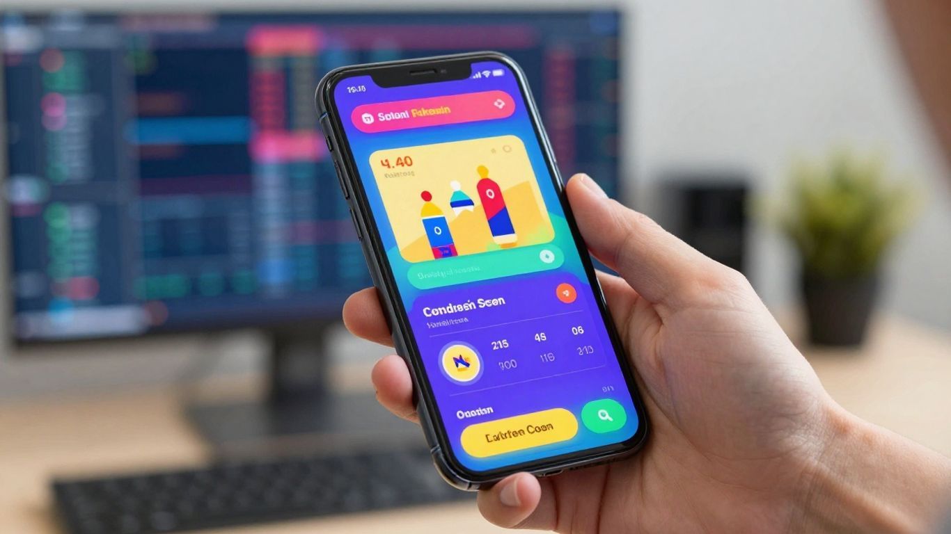 Smartphone trading app interface with dynamic charts.