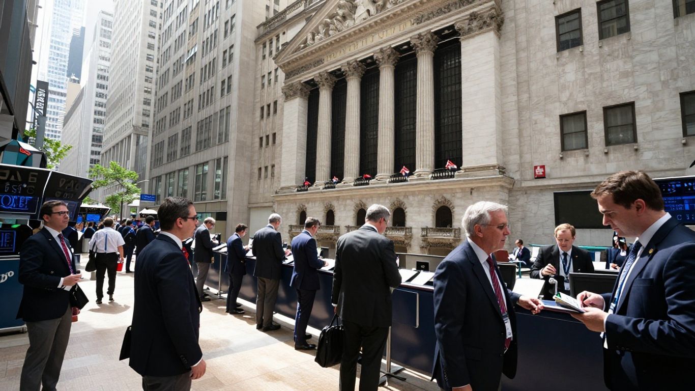 New York Stock Exchange trading floor activity.