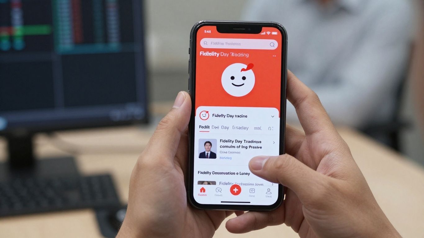 Reddit interface on a smartphone with Fidelity Day Trading content.