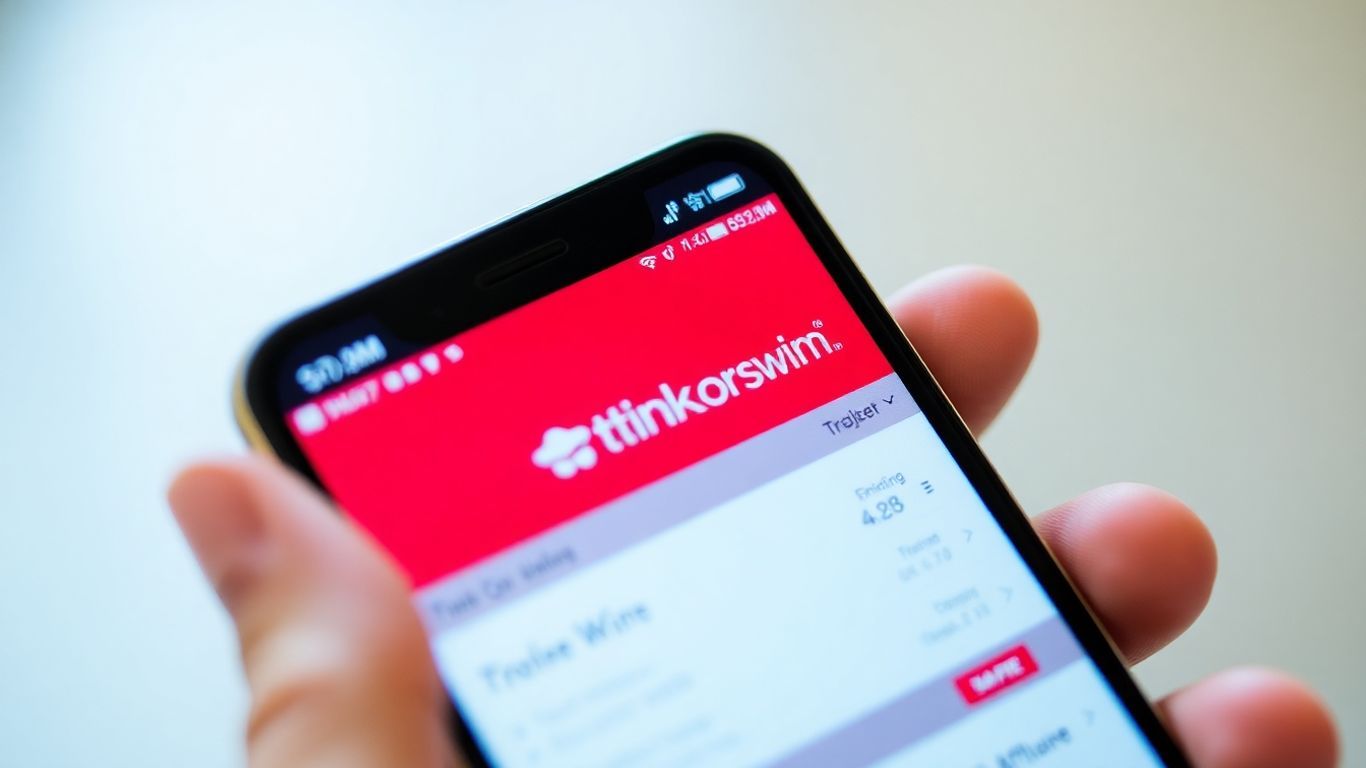 Smartphone displaying thinkorswim app for mobile trading.