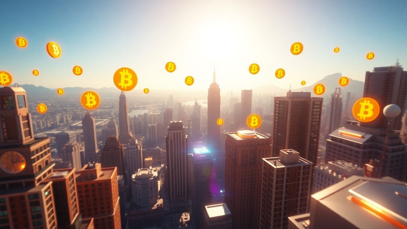 CoinMarketCap logo with digital currency icons.
