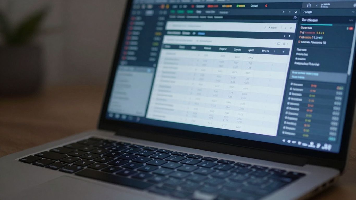 MT4 trade copier interface on a laptop screen.