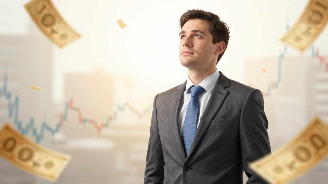 Stockbroker looking towards a bright financial future.