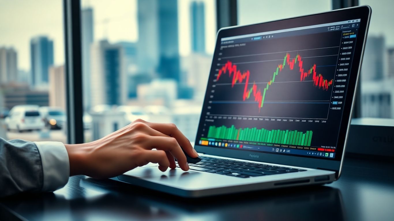 Pepperstone forex trading platform on a laptop.