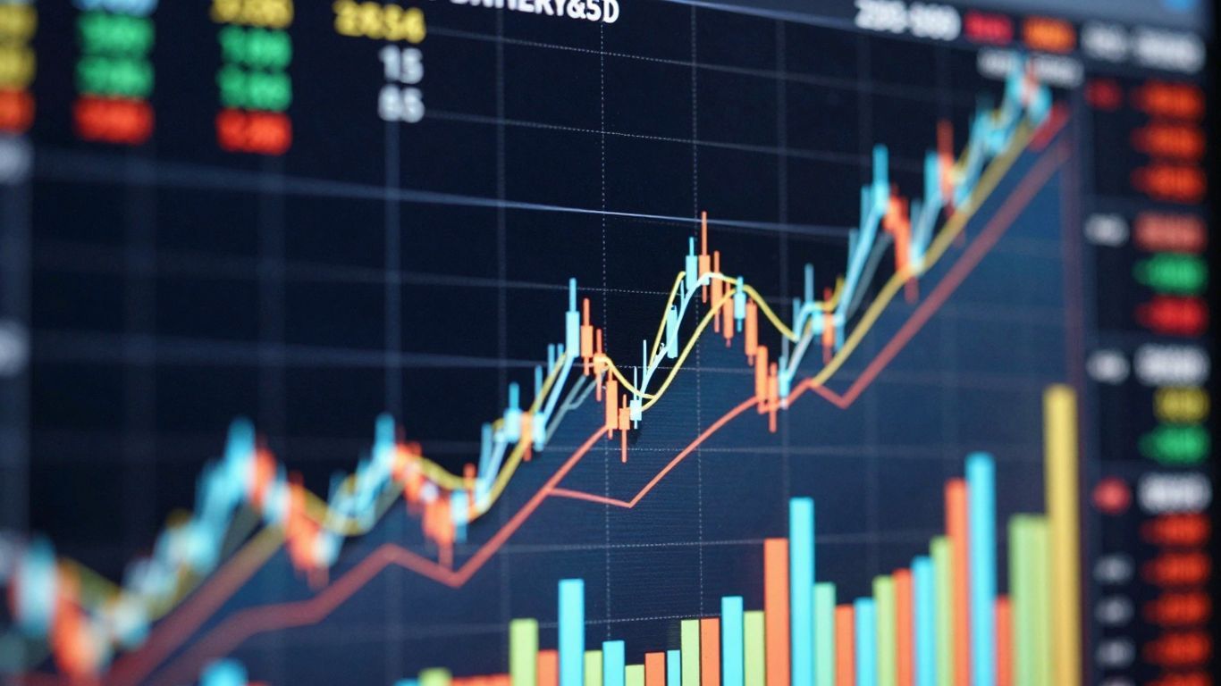 Abstract visual of stock market growth and trading opportunity.