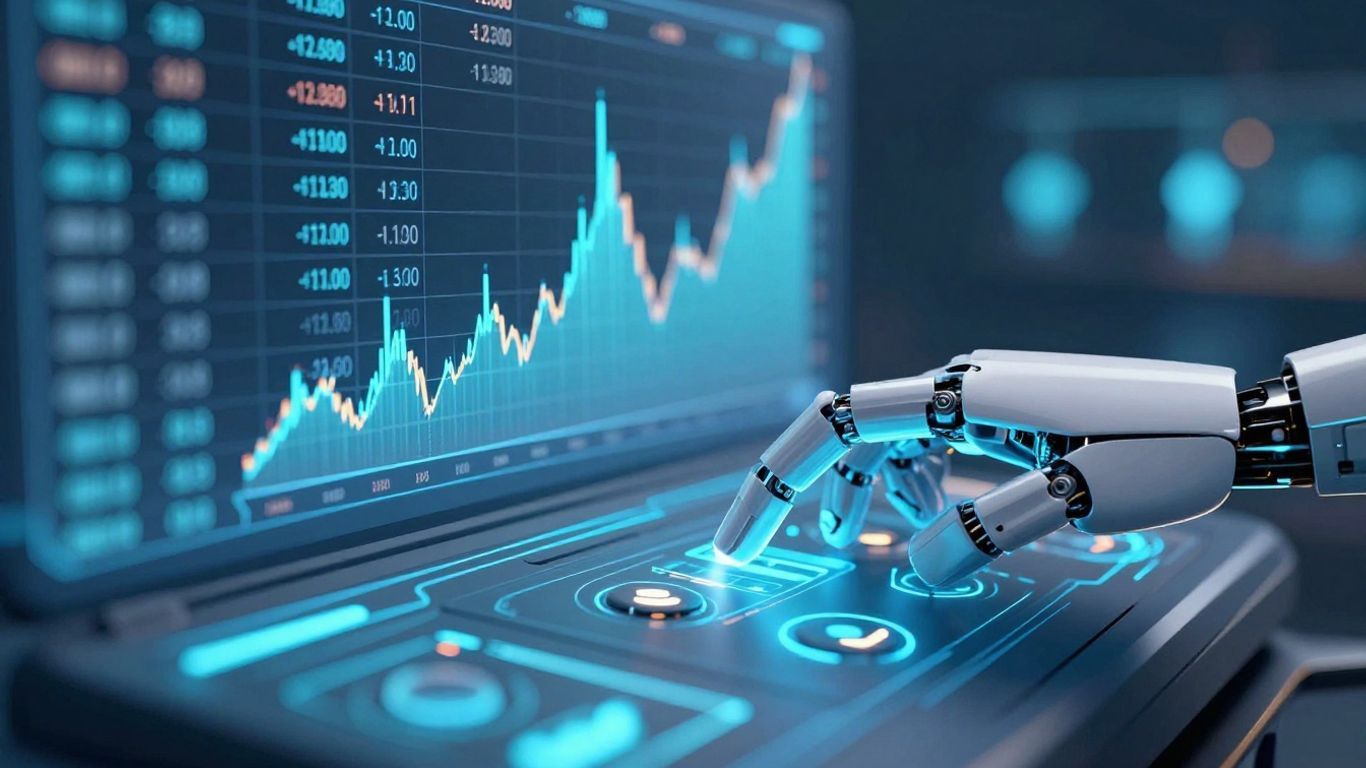 3Commas AI trading bot interface with futuristic data streams.