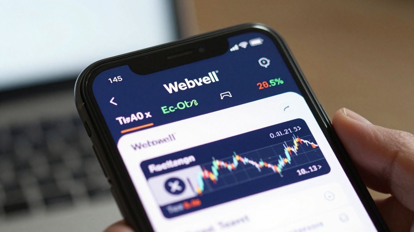 Webull trading app on a smartphone screen.