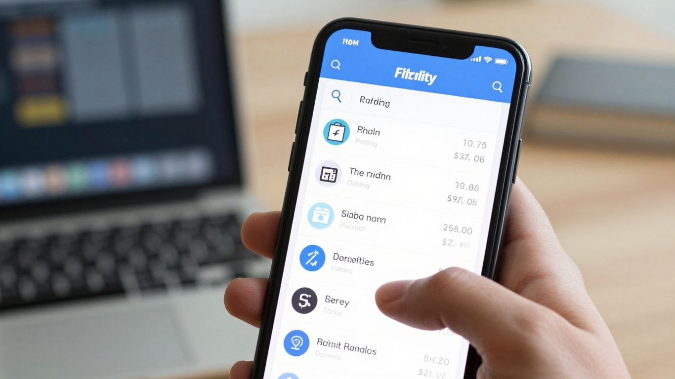 Fidelity stock trading app on a smartphone screen.