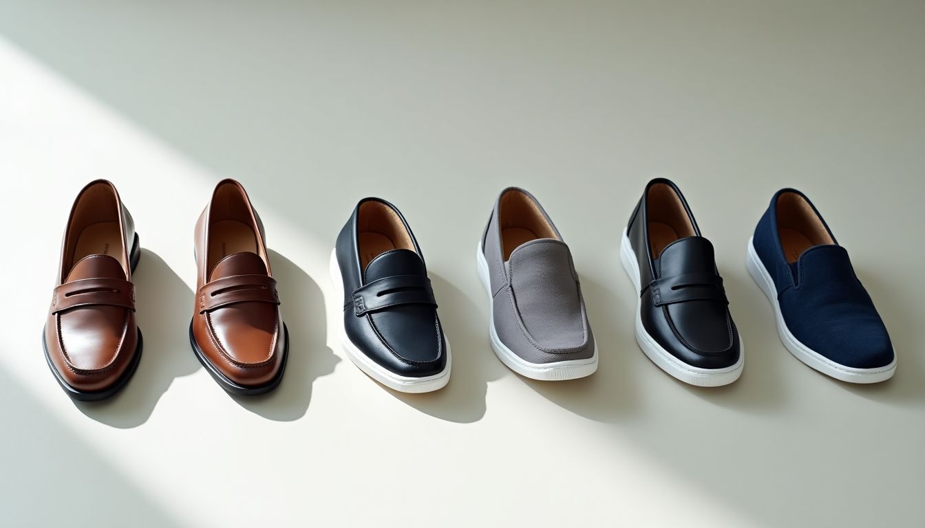 Loafers, flats, and sneakers for modern office wear.