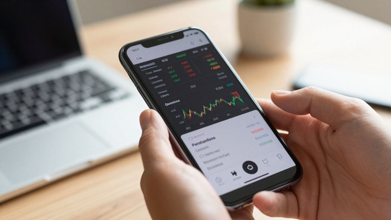 Investor using a smartphone for stock trading.