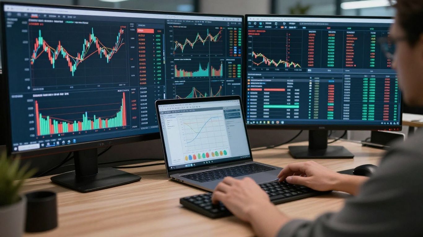 AvaTrade trading platform interface on a laptop.