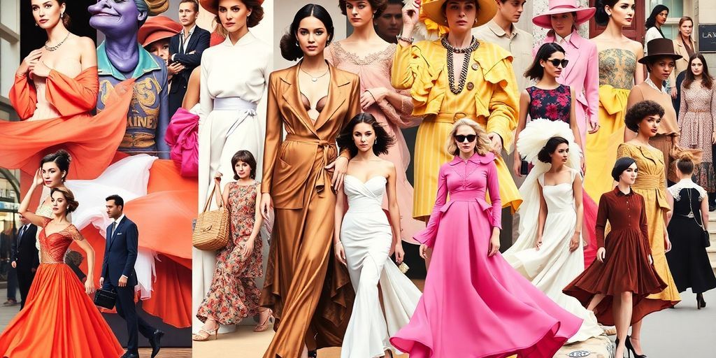 A collage of diverse fashion styles through the years.