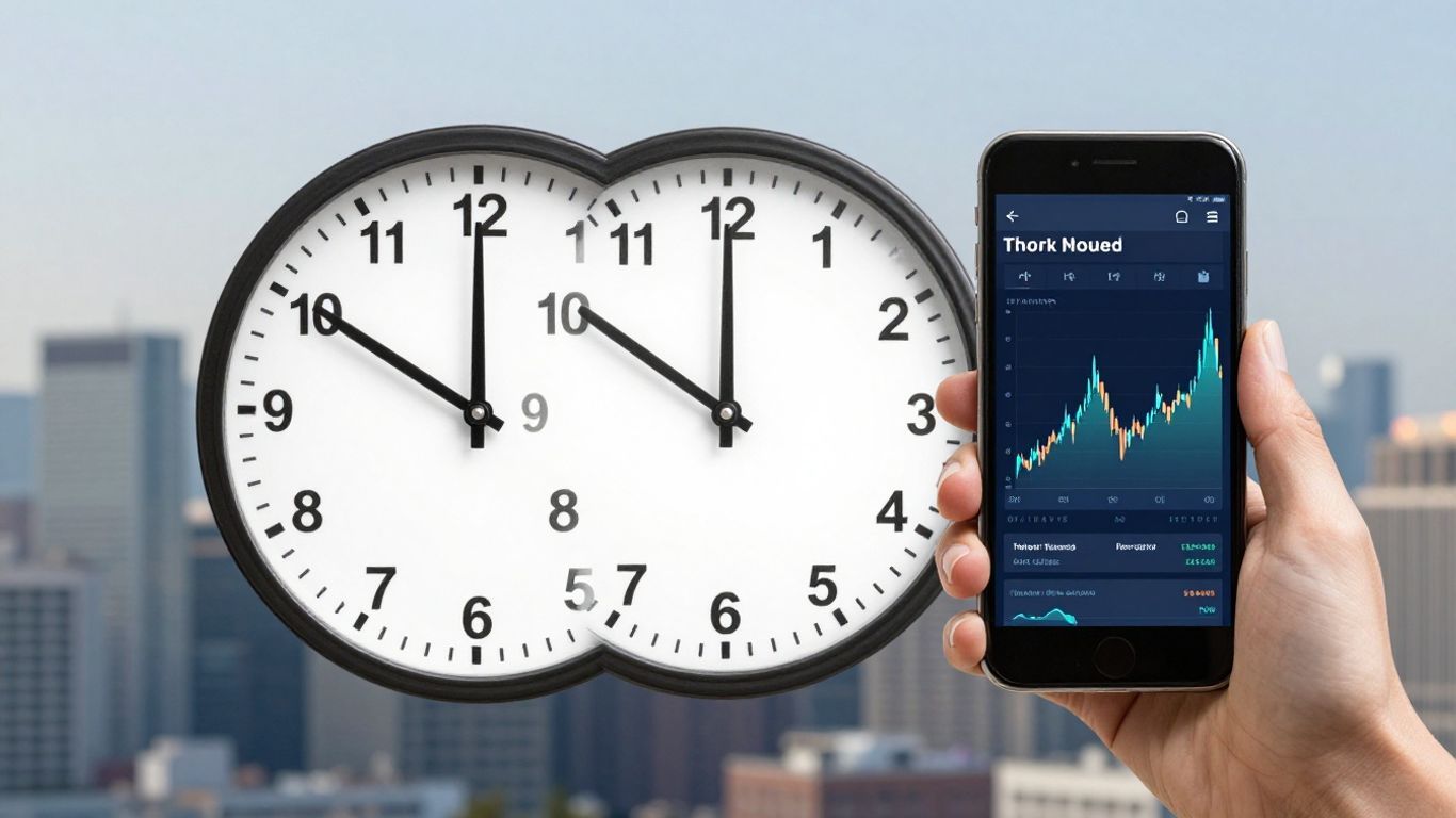 Clock and trading app on phone
