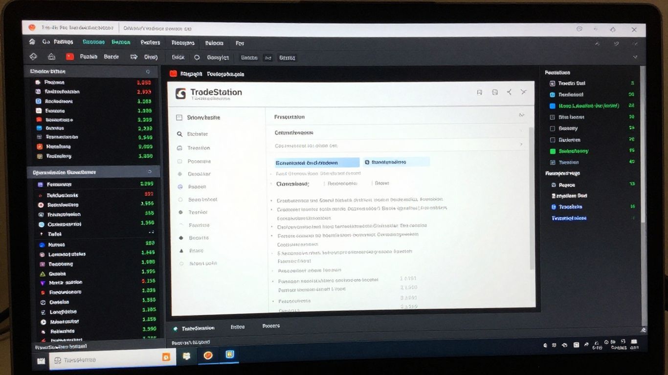 TradeStation trading platform interface with market data.