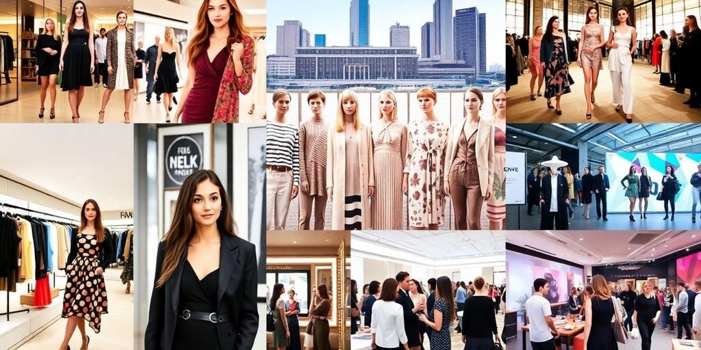 Collage of Dallas fashion scenes and stylish models.