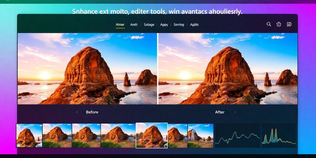 Photo editor interface with before and after images.