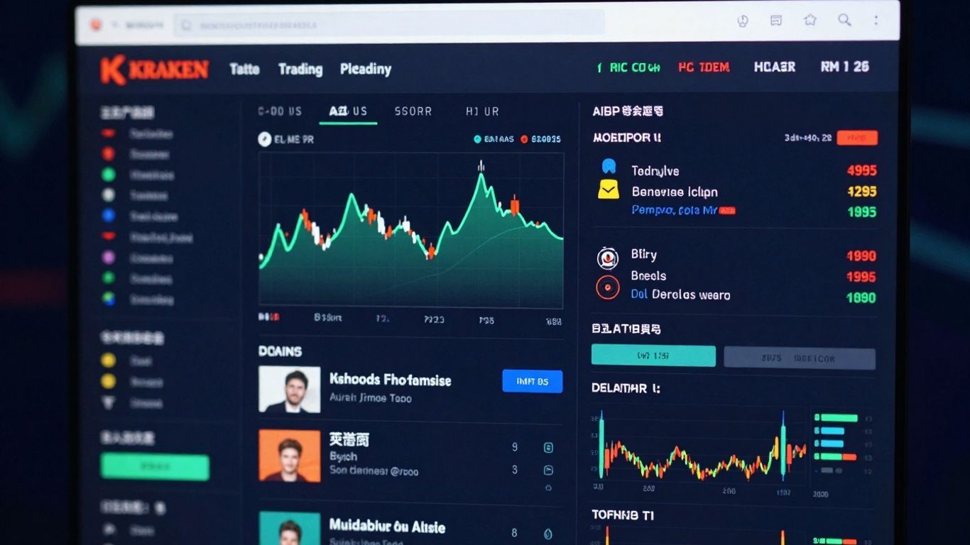 Kraken trading platform interface with digital assets.