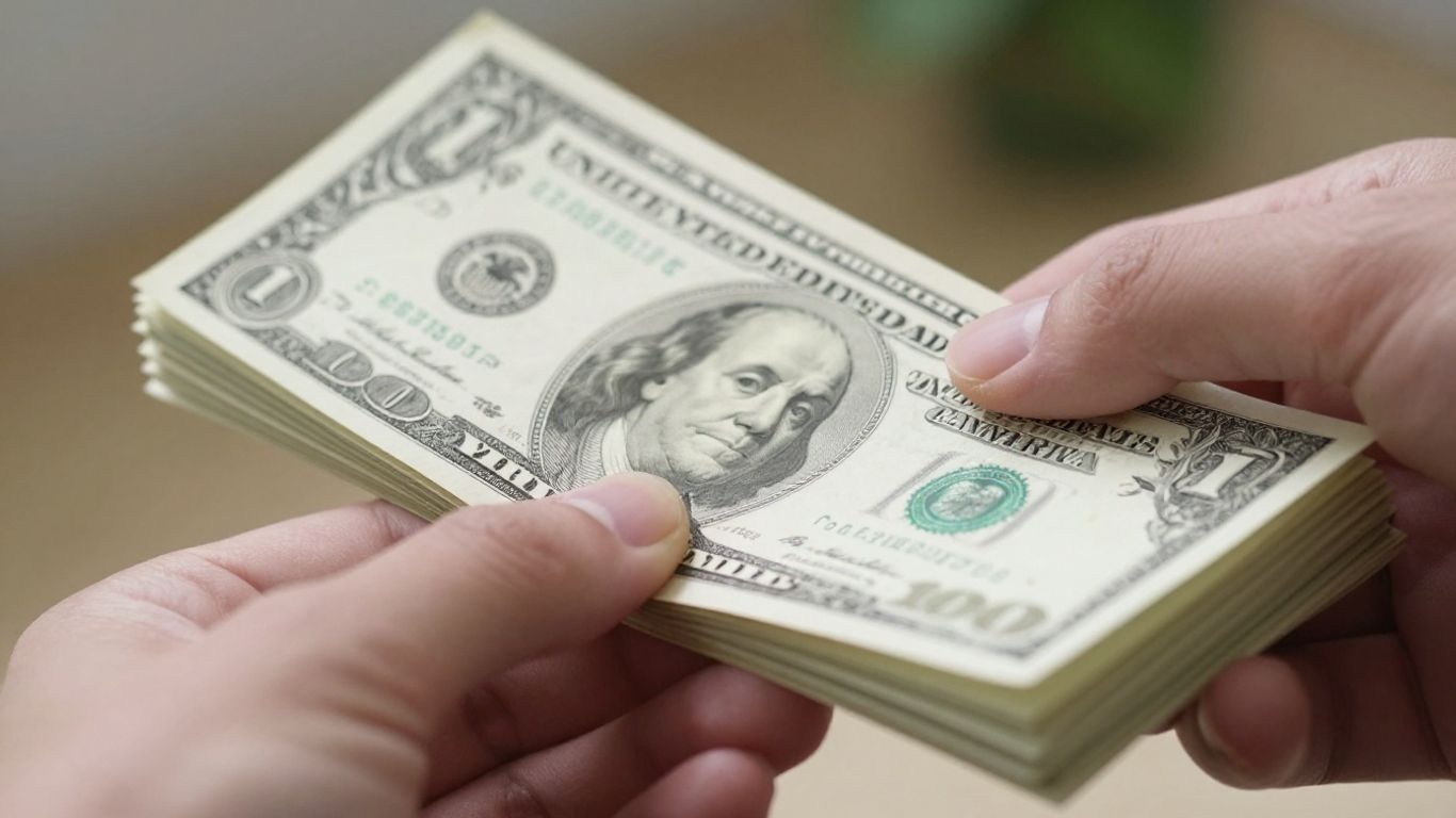 Hand holding money for stock trading investment