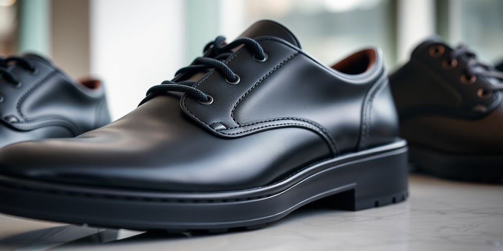 Modern office shoes with innovative design and materials.