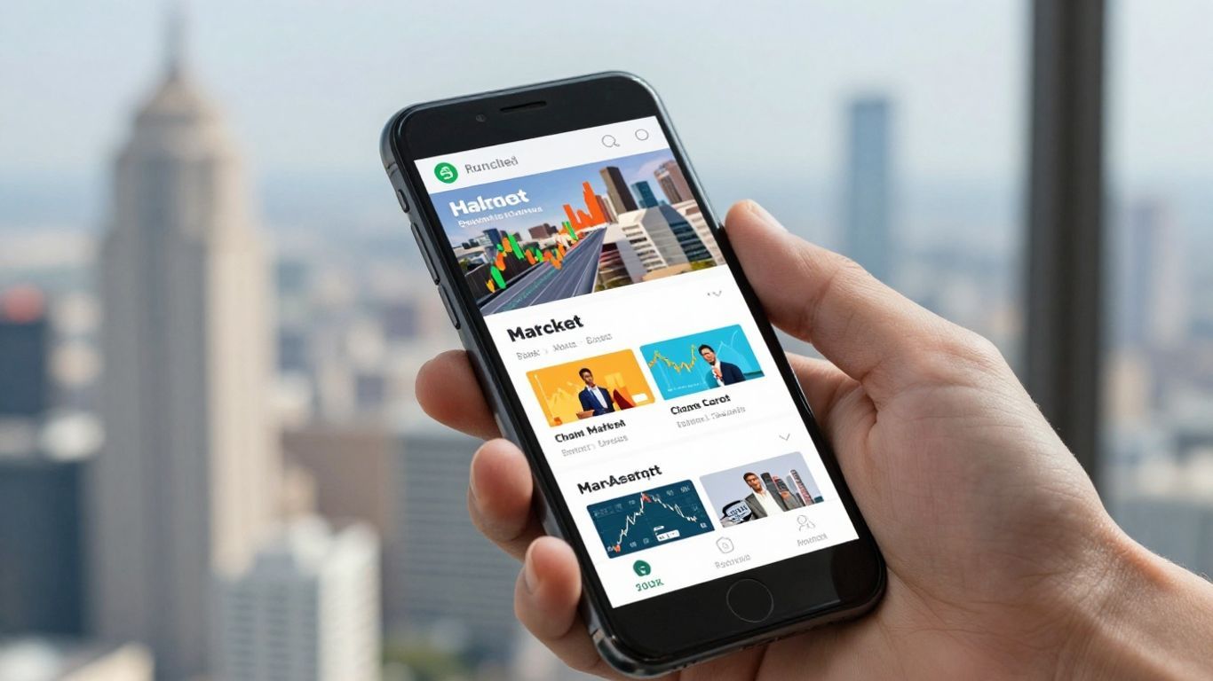 Beginner stock market guide on a smartphone.