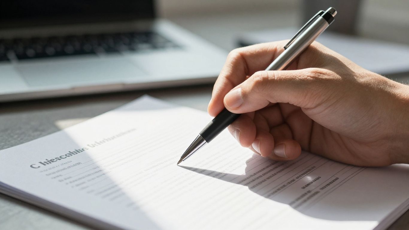 Forex trading plan with pen and financial document.